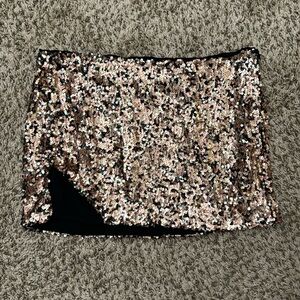 Free People Gold Sequin Mini Skirt Size 8 NWT $88